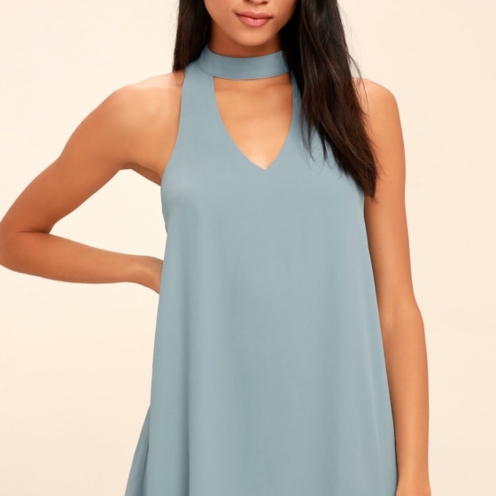 Lulus blue mini dress with neck cutout
